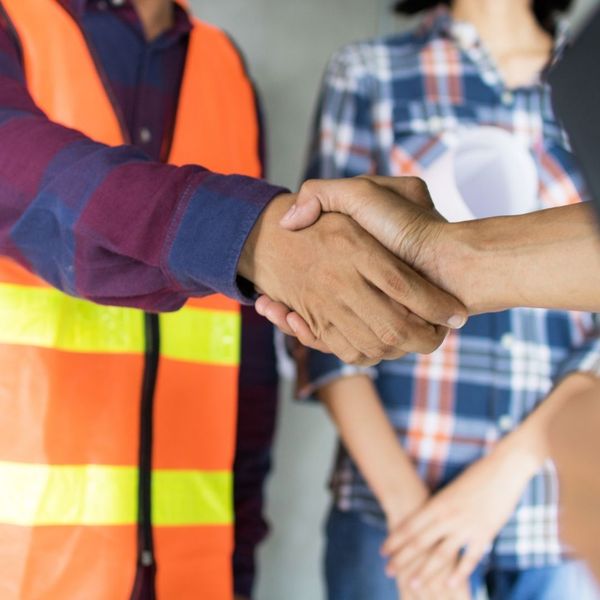 HVAC contractor shaking hands
