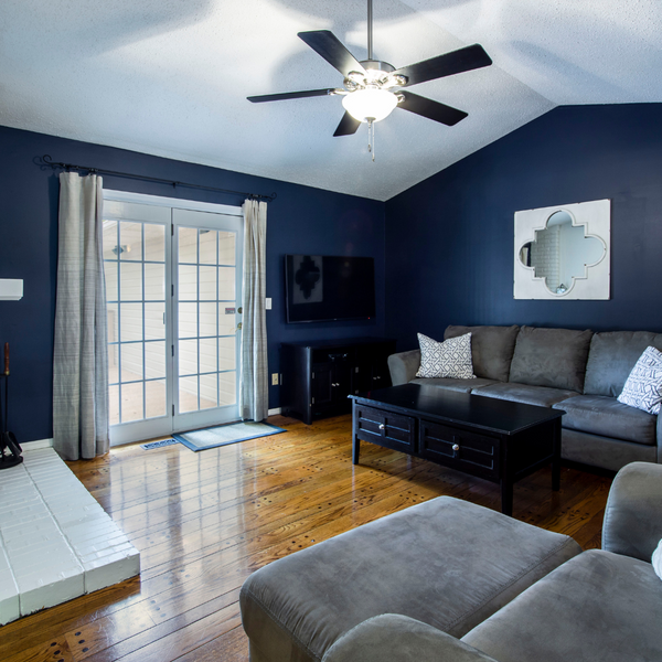 living room with ceiling fan living room with ceiling fan