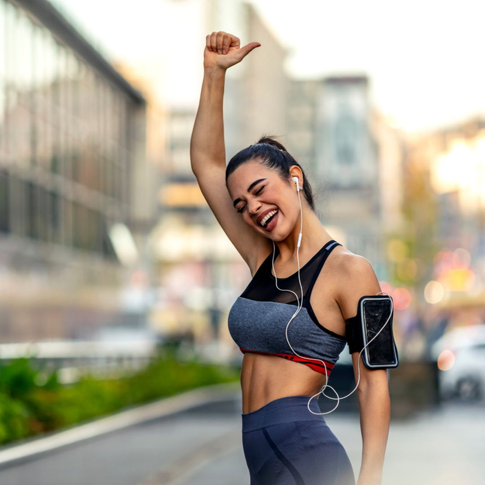 energized woman jogging