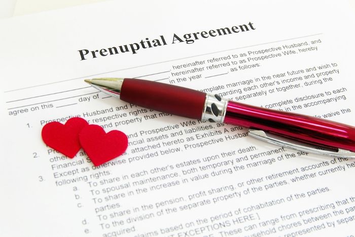 image of a prenuptial agreement