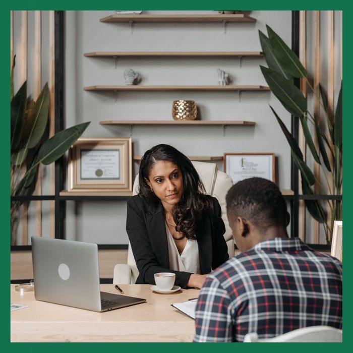 Lawyer listening to a client