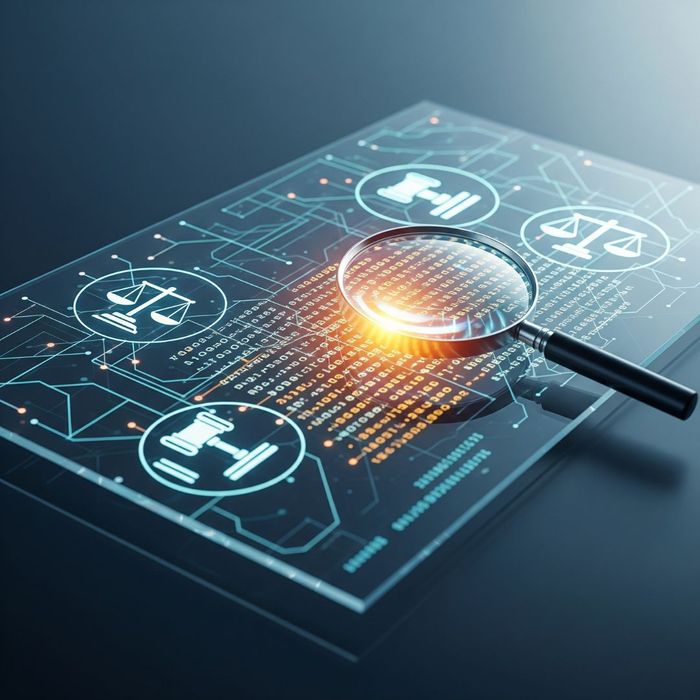 A magnifying glass over abstract legal symbols, representing regulatory compliance and inspection. A magnifying glass over abstract legal symbols, representing regulatory compliance and inspection.