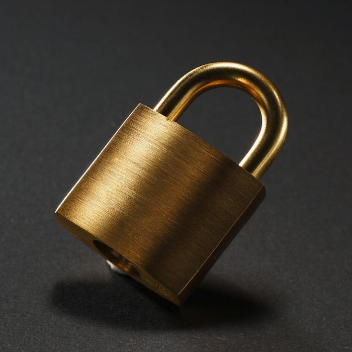 Close-up of a Polished Brass Padlock