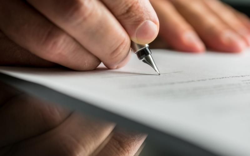 signing a document