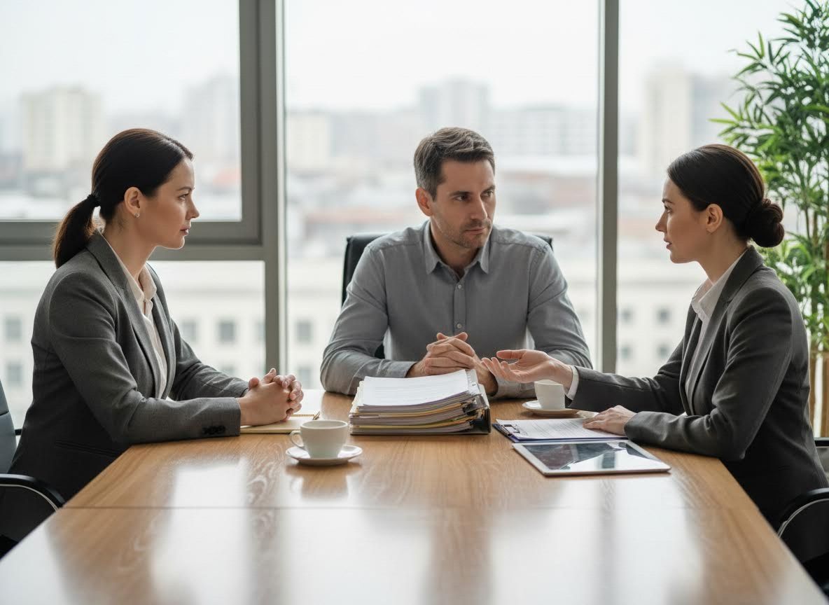Business Meeting with Three Professionals