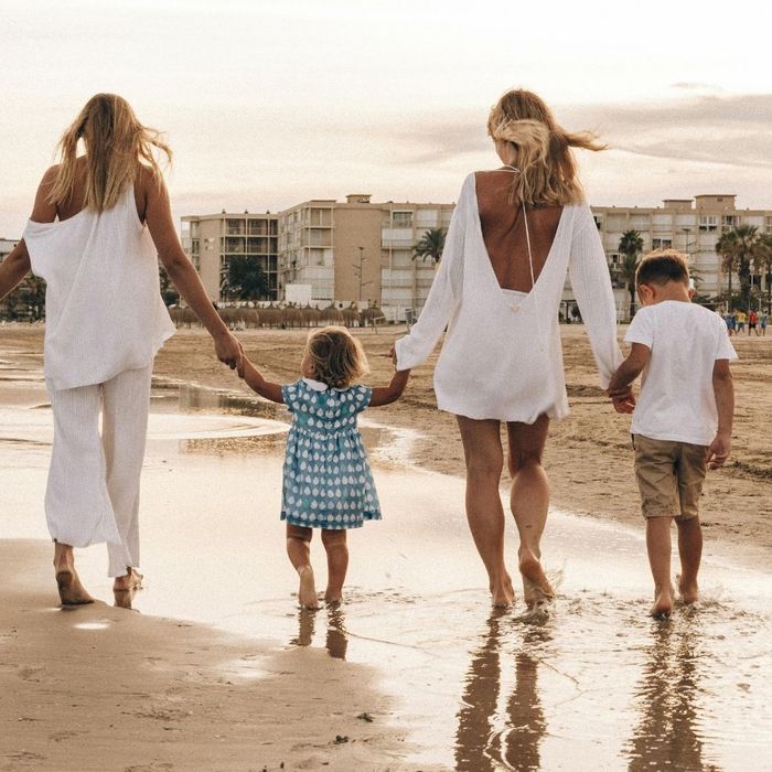 family on beach