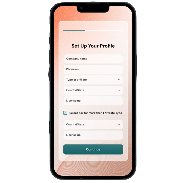 Hyrise app set up profile screen