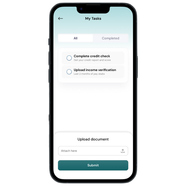 task screen on Hyrise app