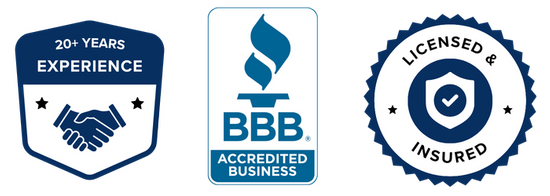 20+ years experience, BBB accredited business, licensed and insured