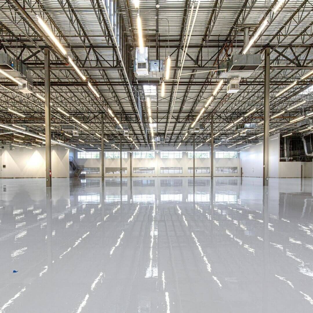 warehouse with epoxy flooring