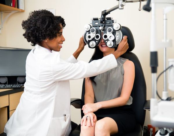 doctor giving an eye exam