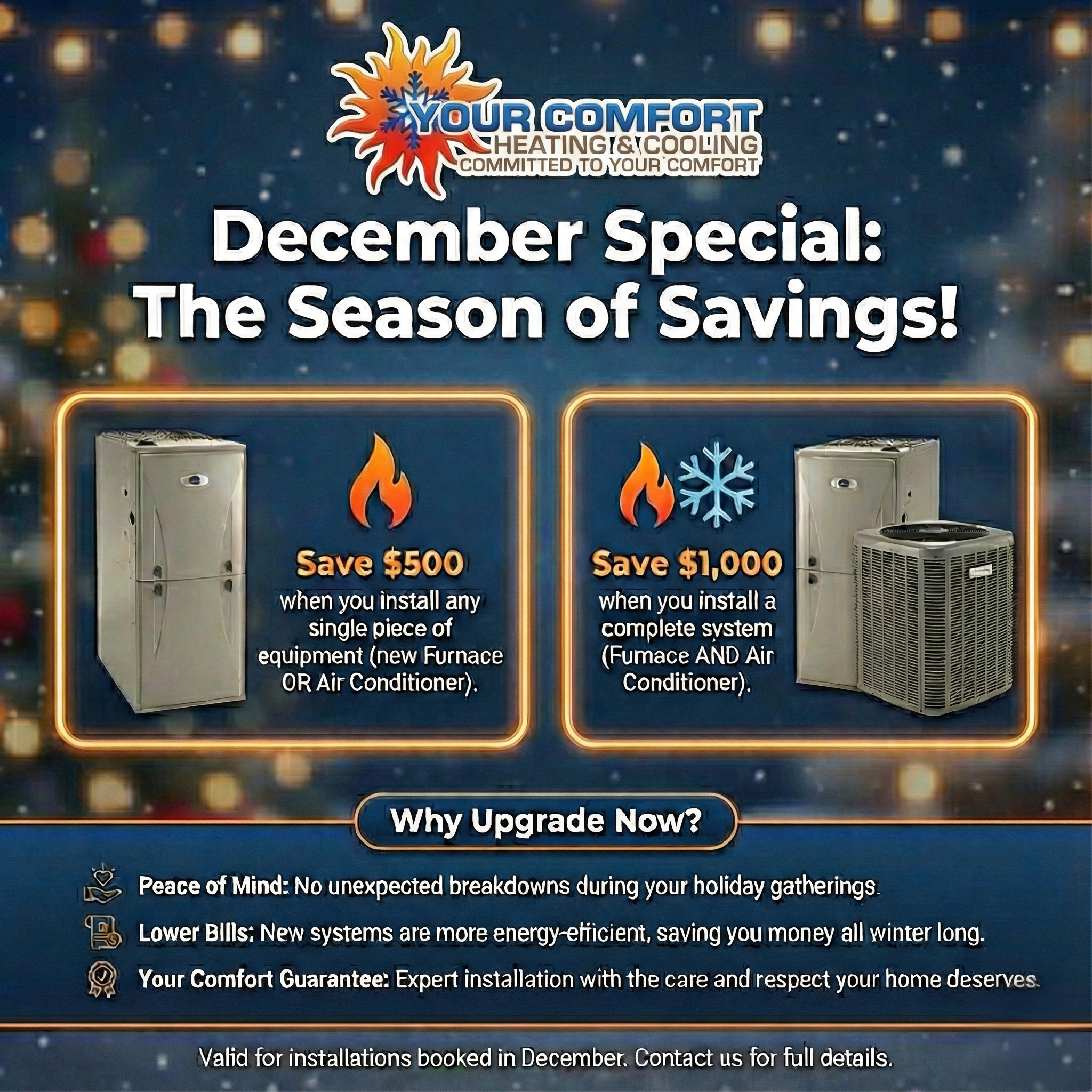December Special - Save up to $1,000 on HVAC Systems