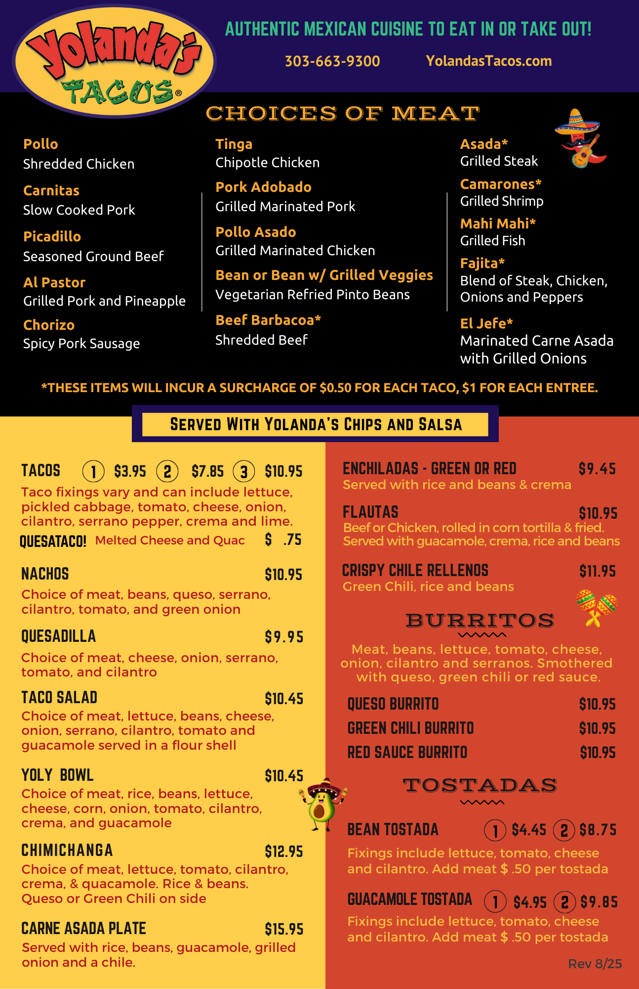 Yolanda's Tacos Menu Page 1 of 2