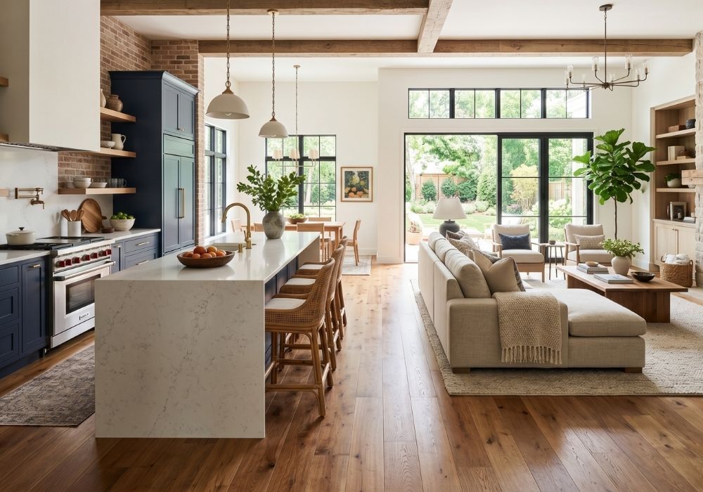 Stunning modern open floor home with professional hardwood flooring