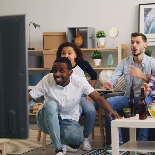 group of friends watching the game 