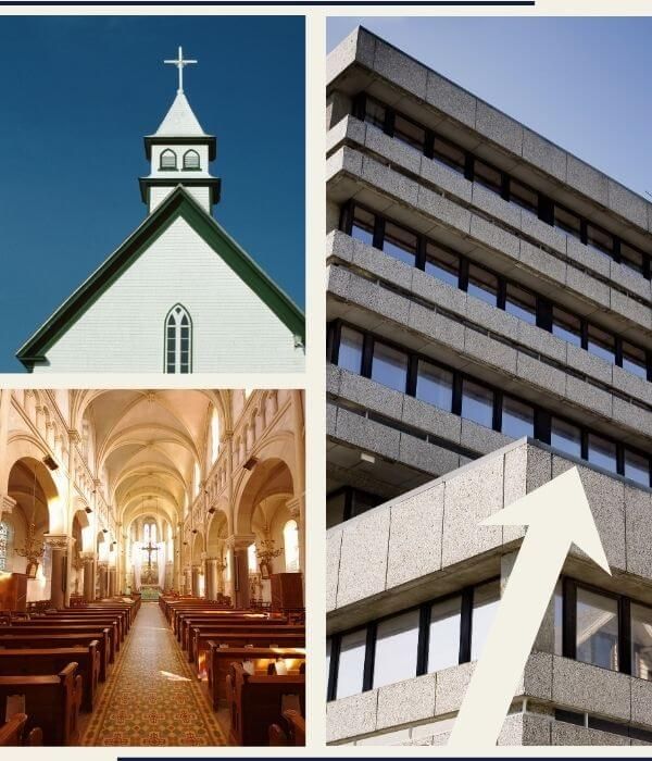churches and commercial buildings