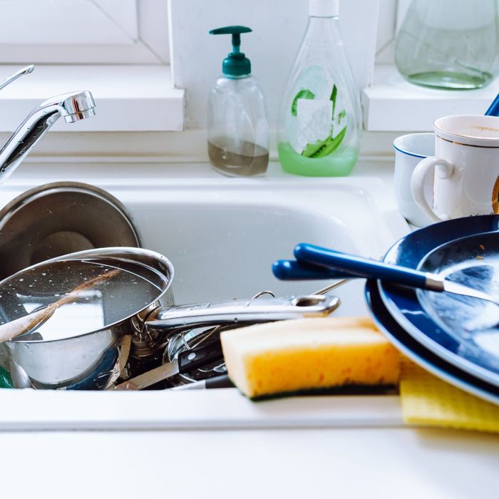 dirty dishes in sink