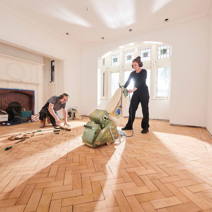restoring wooden floor.