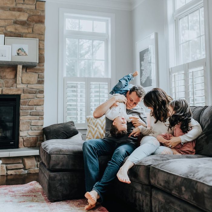 happy family in home