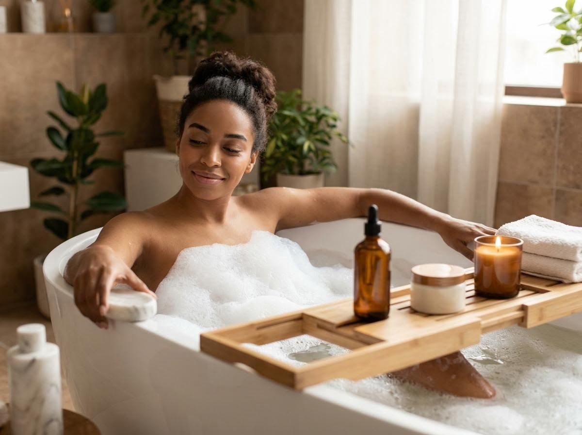 Relaxing Bubble Bath with Bath Caddy