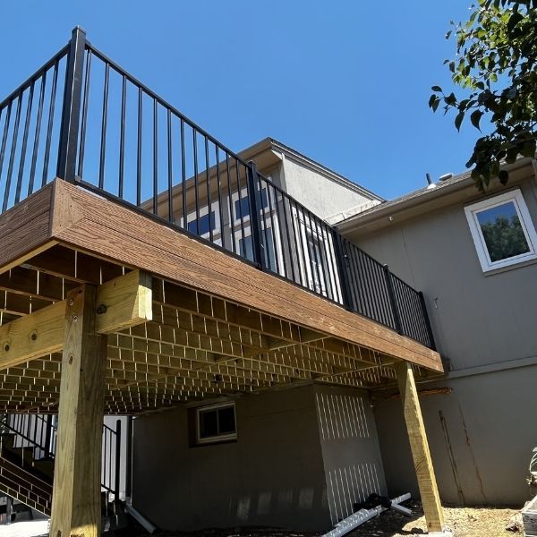 a underneath view of a remodeled deck