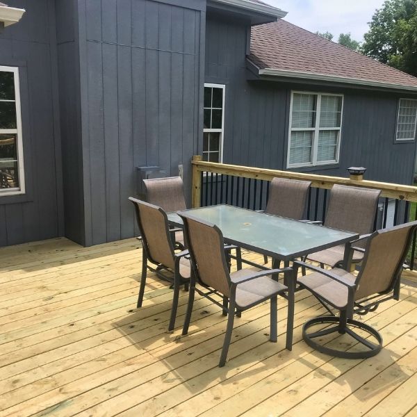 patio furniture on deck