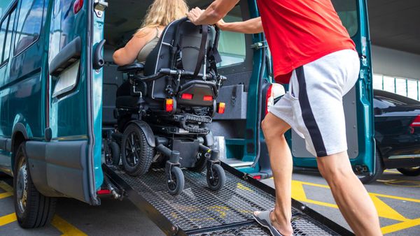 loading a wheelchair into a van