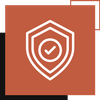 Icon of a shield with a checkmark in the middle representing safety
