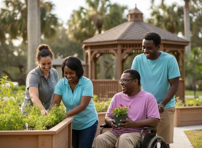 Diverse Group Gardening Outdoors