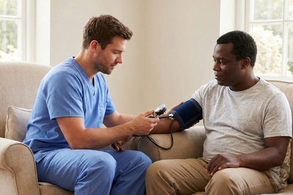 taking resident's blood pressure