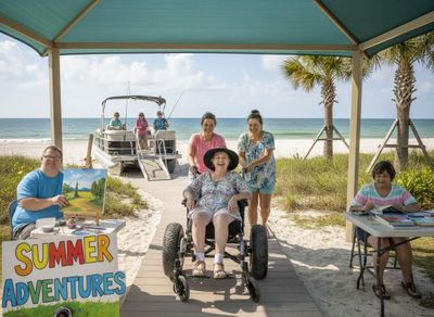 Diverse Group Enjoying Accessible Beach Activities