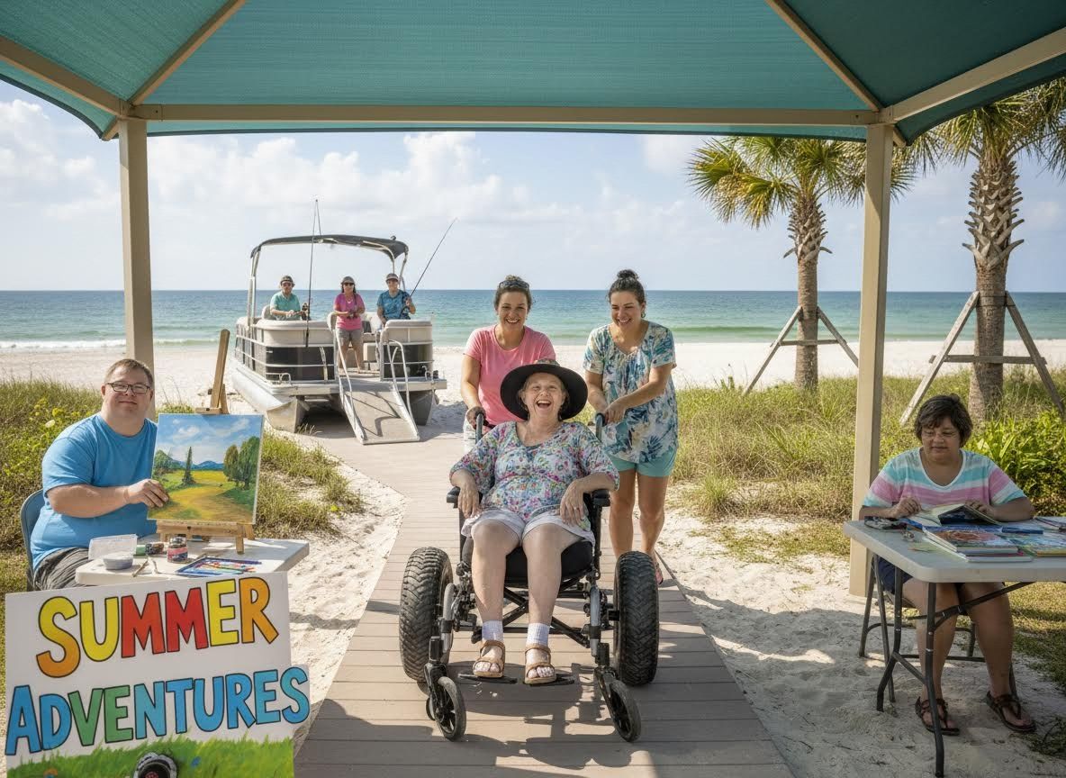Diverse Group Enjoying Accessible Beach Activities
