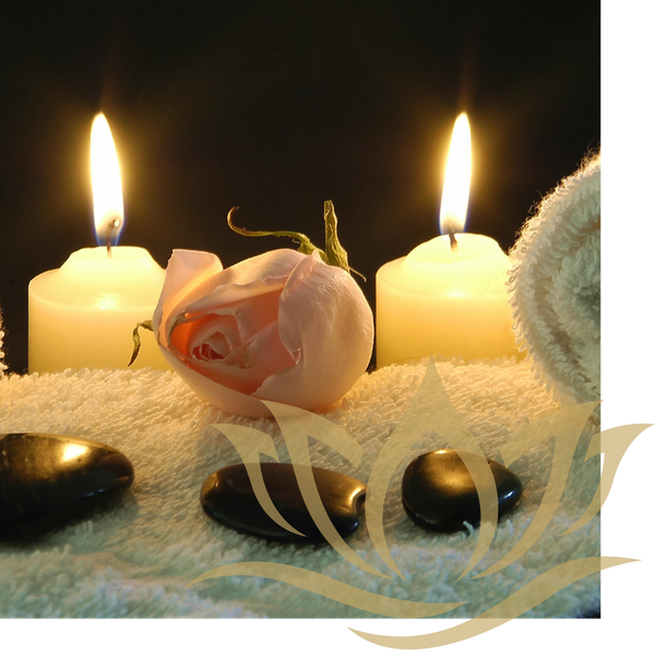 Massage candle and towels.