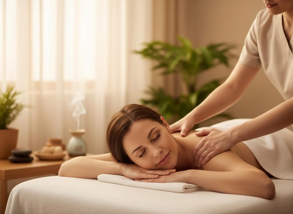 Woman receiving a relaxing back massage