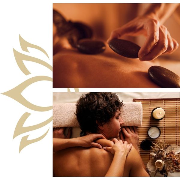 Macro view of a massage therapist's hands applying deep pressure to a client's shoulder to relieve chronic muscle tension and knots.