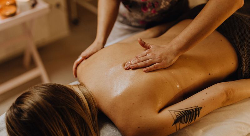 Woman getting a back massage