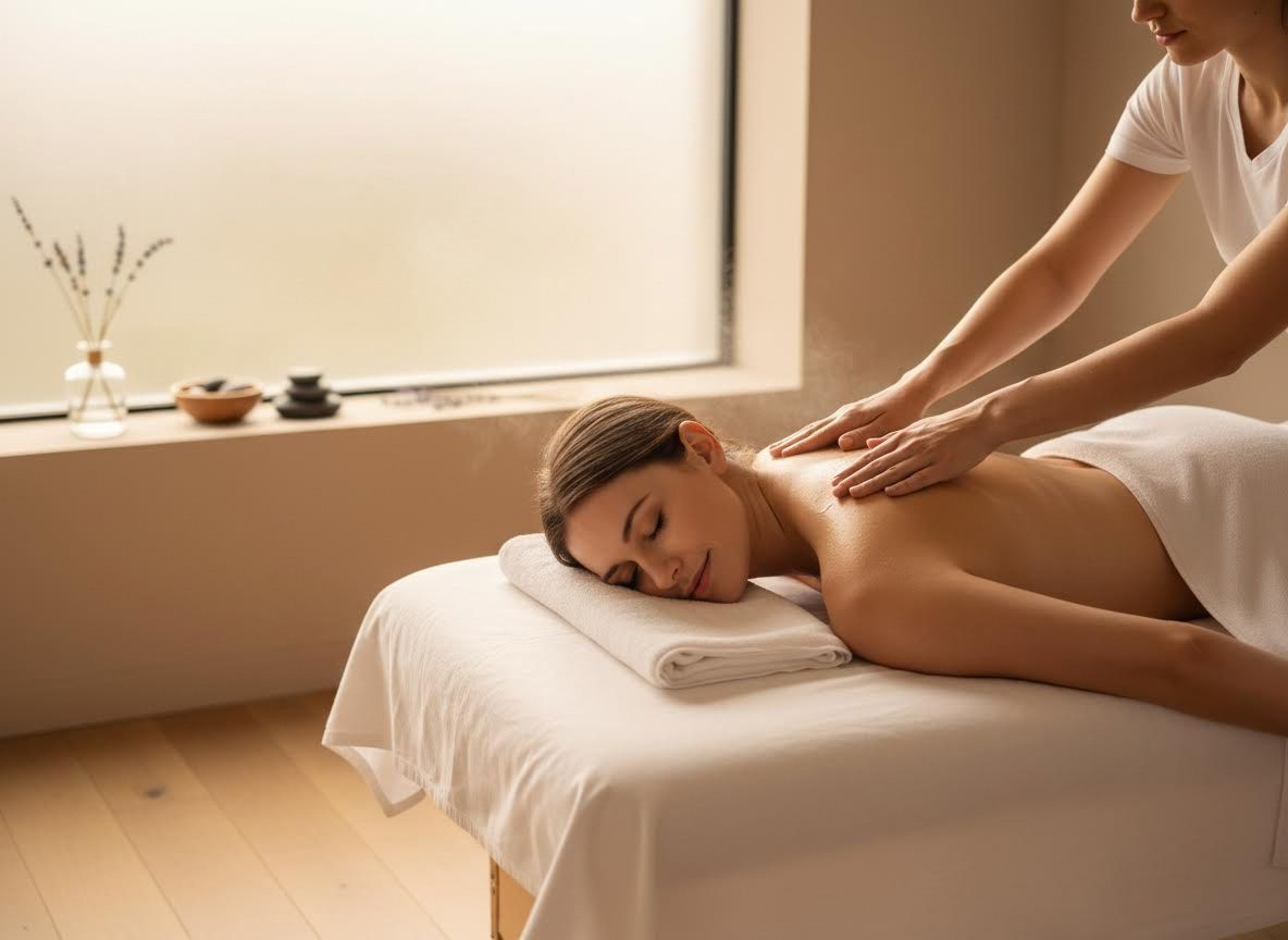 Woman receiving a relaxing back massage at a spa