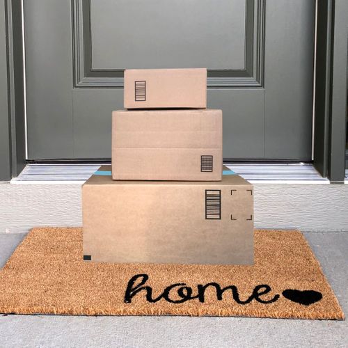 3 boxes on doorstep