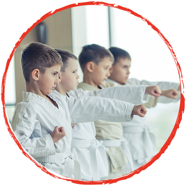 kids practicing karate