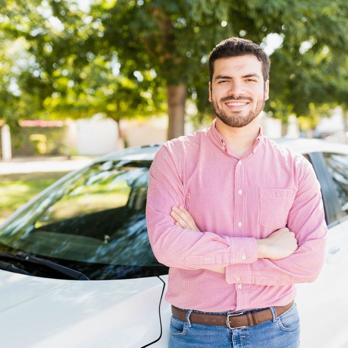 man outside of his car