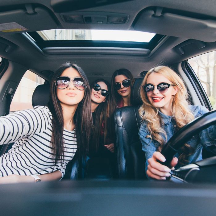 4 ladies in a car