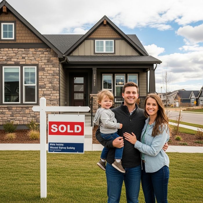 A young family celebrating a new home purchase in Northern Colorado, highlighting a key time to review life insurance coverage.