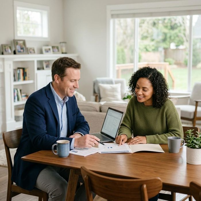 homeowner working with an homeowners insurance agent