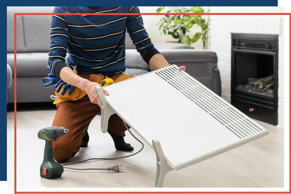 Person repairing a heater