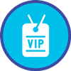 Icon of a VIP badge on a lanyard