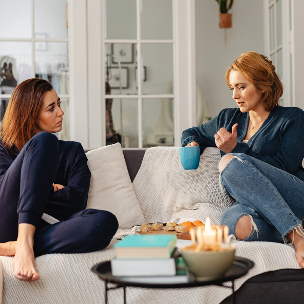 Two women talking