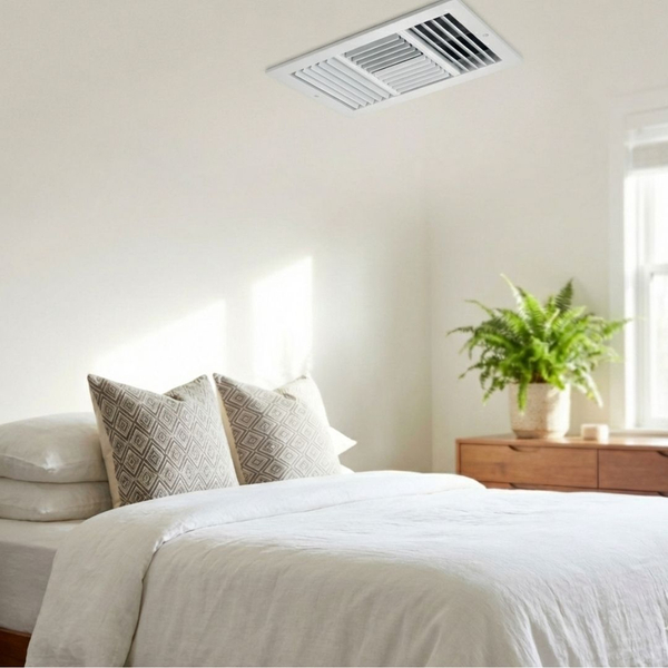 A clean home air vent delivering cool, crisp air into a living space.
