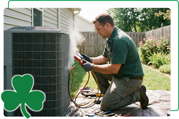 Technician repairing an AC unit