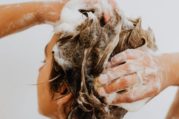 woman washing her hair
