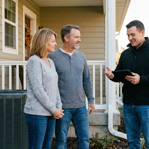 family with furnace tech